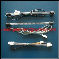 Glass tube heater for refrigerator defrost heater