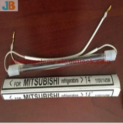 Glass tube heater for refrigerator defrost heater