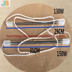 Glass tube heater for refrigerator defrost heater