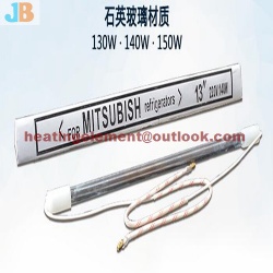 Glass tube heater for refrigerator defrost heater