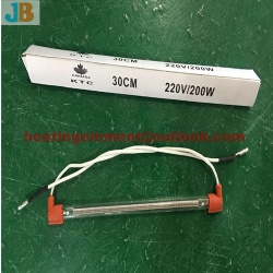 Glass tube heater for refrigerator defrost heater